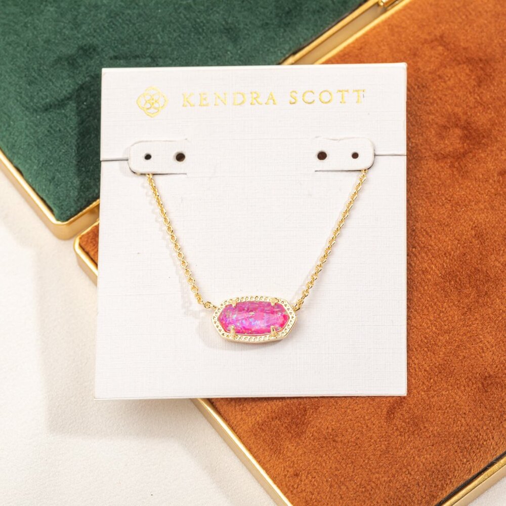 Kendra Scott Gold Elisa Fuchsia Kyocera Opal Necklace